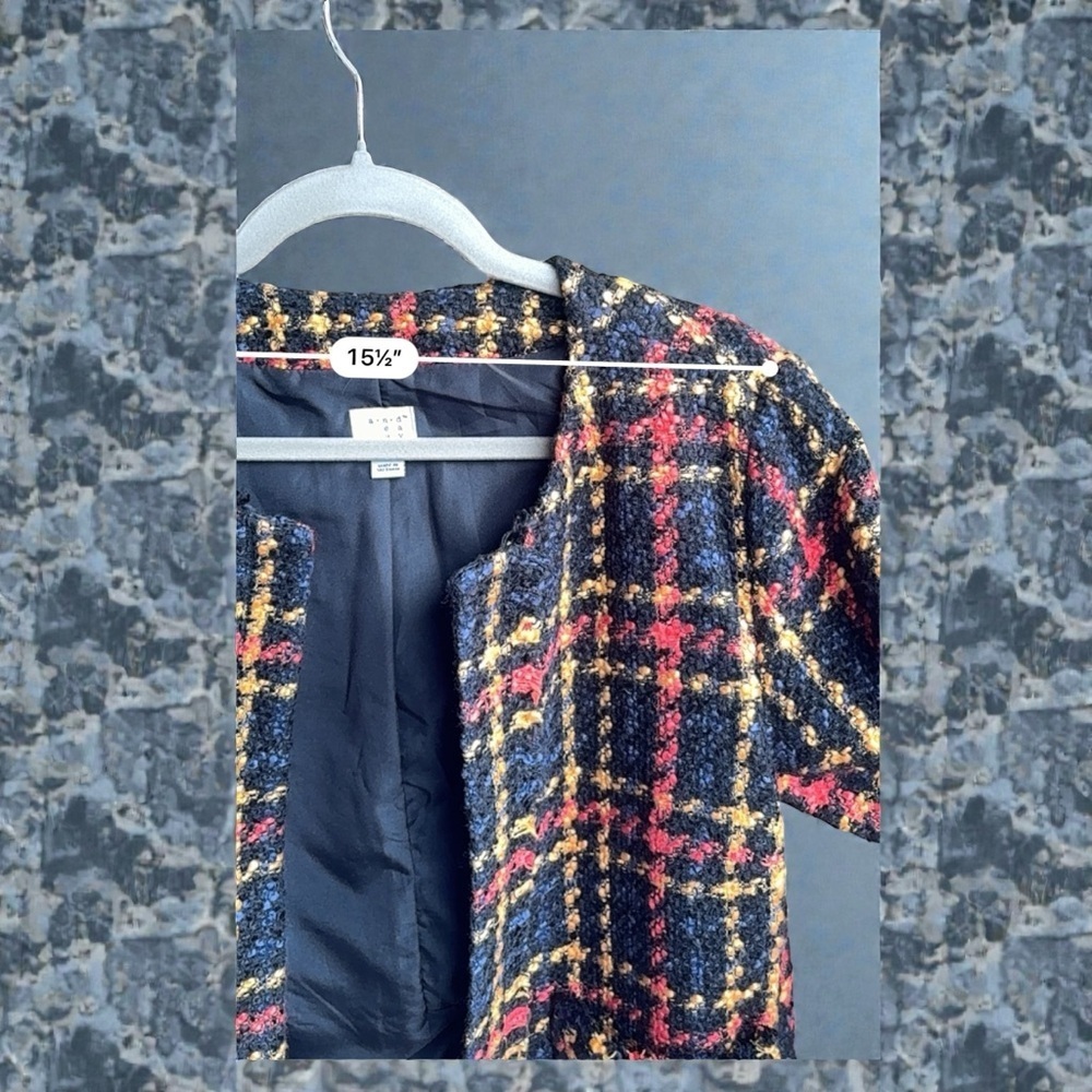 A New Day Tweed Sunflower Plaid Blazer Jacket Open Front Sz Small NWT - Picture 14 of 14